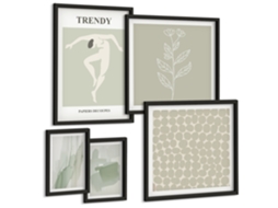 Conjunto De Pinturas Gráficos Estilosos Motivo Verde Espelharte (5 Peças)