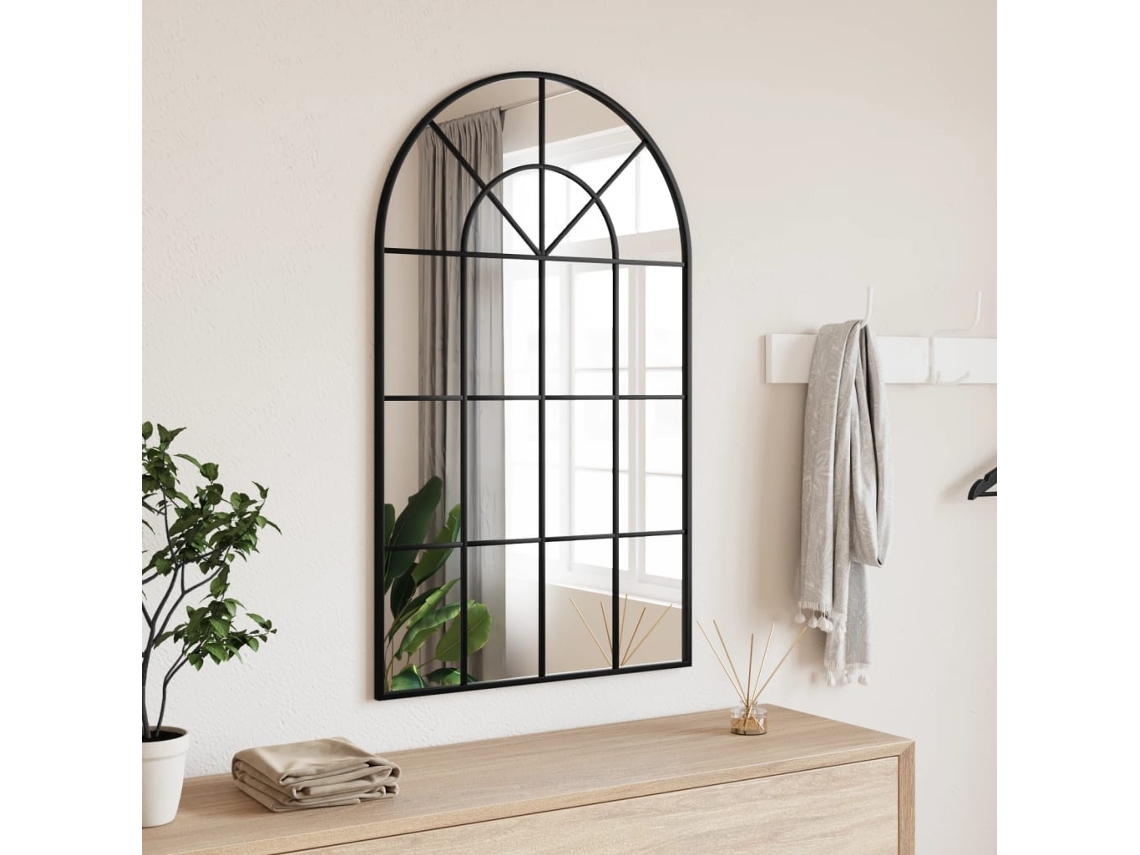 Vidaxl Espelho De Parede Arqueado 60x100 Cm Ferro Preto