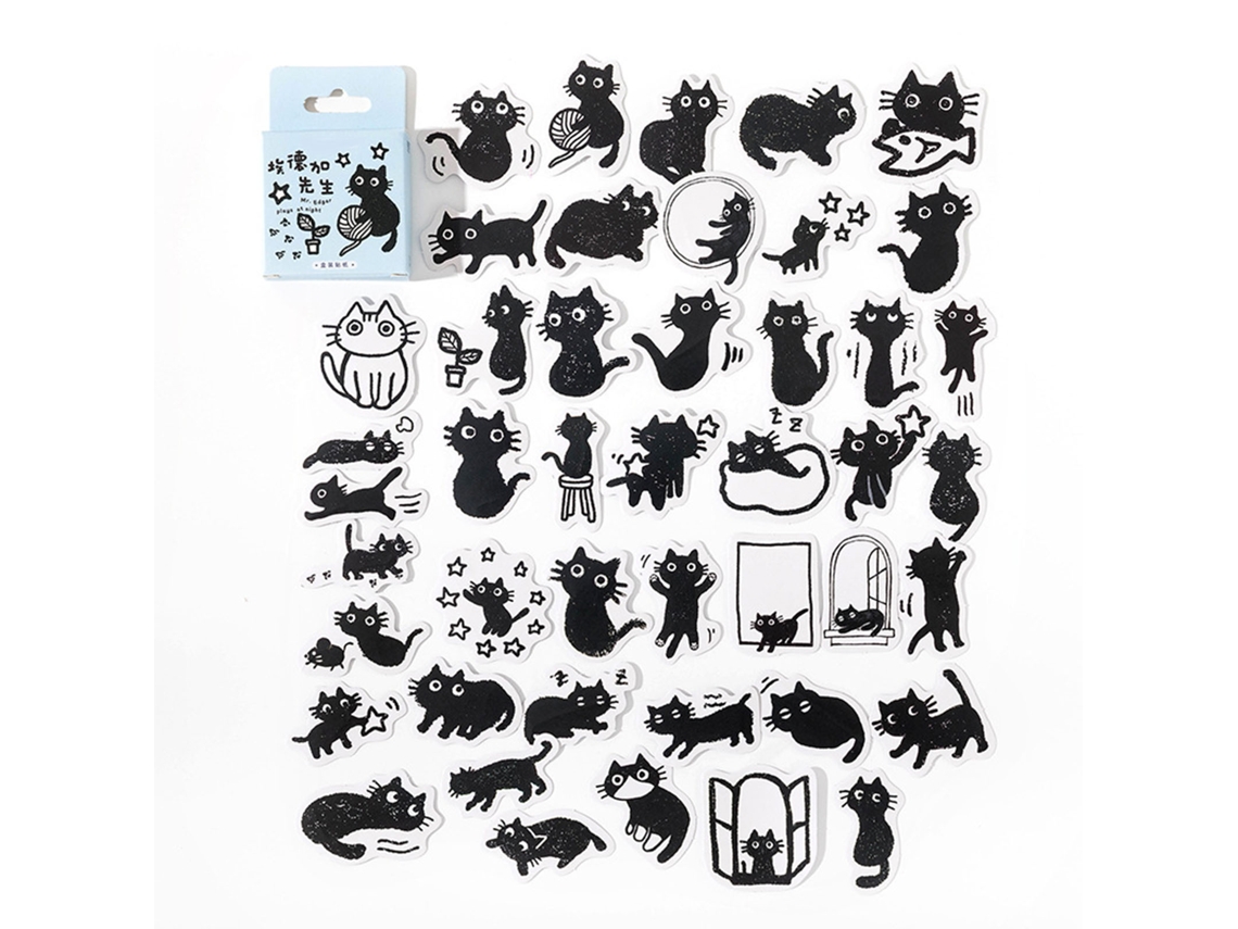 45 Adesivos Autoadesivos Com Tema De Gatos, Adesivos Decorativos Kawaii Para Calendário, Caderno, Álbum De Recortes, Planejador