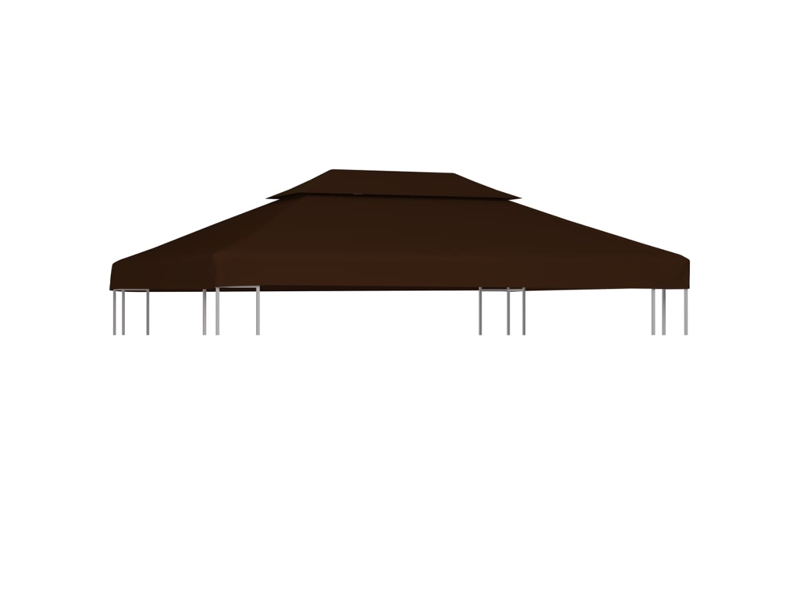 Vidaxl Cobertura Gazebo C/ 2 Camadas 310 G/m² 4x3 M Castanho