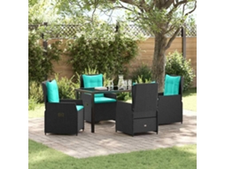 Vidaxl Conjunto De Jantar Para Jardim 5 Unid. Preto Rattan Sintético