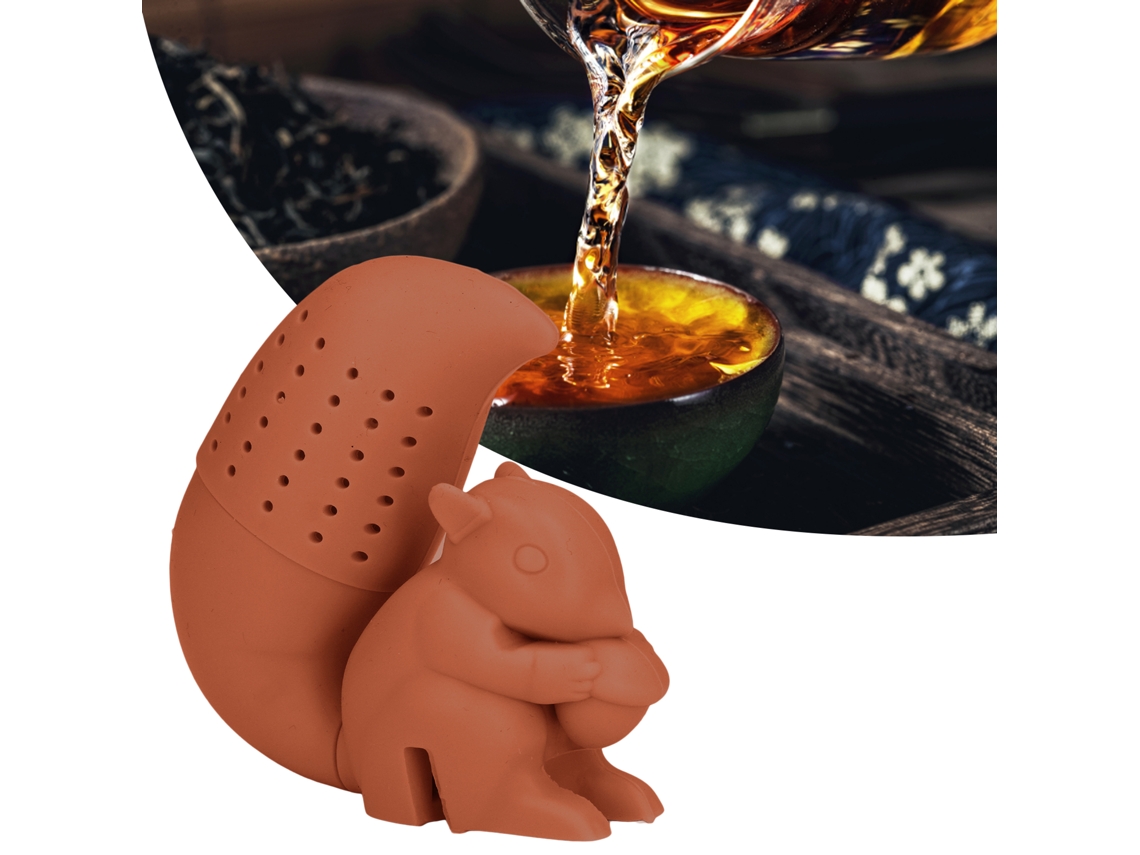 Coador De Chá Em Formato Esquilo, Feito Silicone Qualidade Alimentar. Fofo Filtro Café. Aquaforge