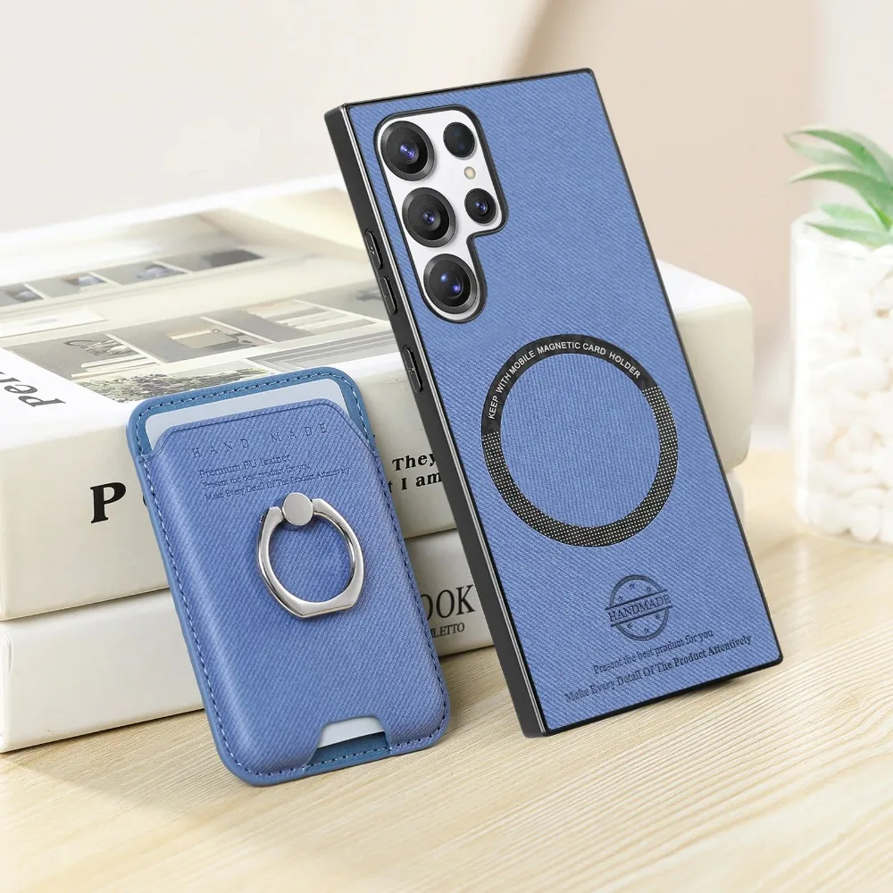 (azul, Galaxy A05s) Capa De Celular De Luxo Em Couro Com Compartimento Para Cartões E Função De Carteira Magnética.