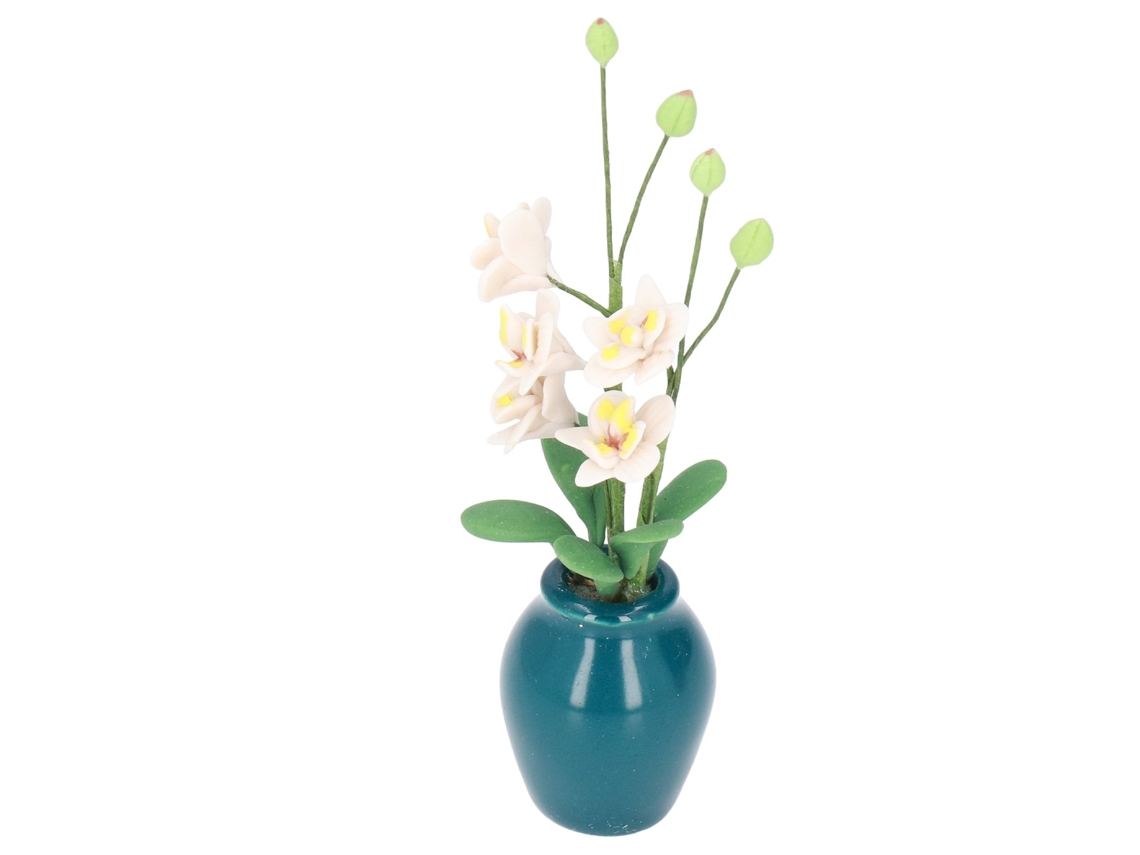 Primerox flor de Casinha de Boneca Phalaenopsis Branca em Miniatura 1/12 para 3 Anos +