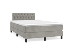 Vidaxl Cama Boxspring Com Colchão 120x190 Cm Veludo Cinzento-claro