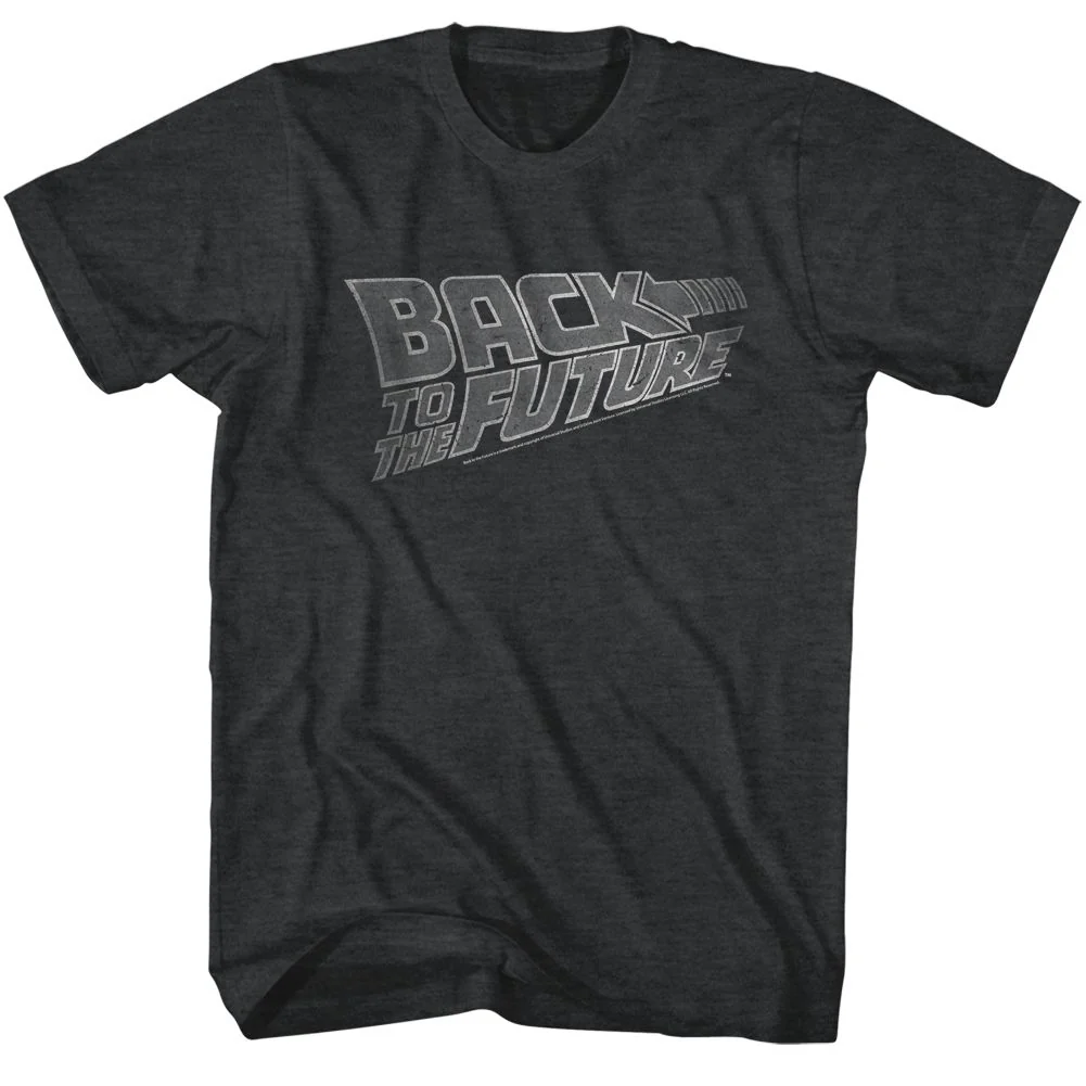 Rockinstone Back To The Future Movie Logo White Heather Black Adult T-shirt Size:xl
