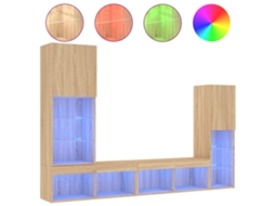 Tv Wall Unit, Tv Wall Units Vidaxl Marrom Madeira Processada (n/a)