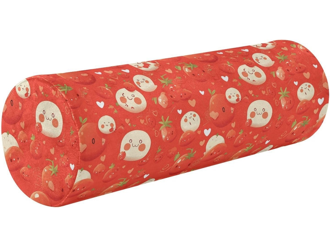Travesseiro Cervical Redondo Frodotgv Capa Removível para Dormir e Aliviar a Dor, Vermelho Tomate Fácil de
