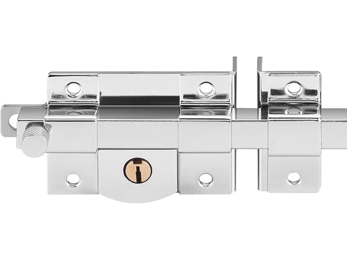 Fechadura De Porta Com Corrente E Trinco Para Portas Externas Ferro Madeira Espessura 45a 55mm Abertura À Direita