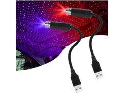 Conjunto De 2 Luzes Led Usb Para Carro Com Modos Ajustáveis, Compatíveis A Maioria Dos Carros Projetor Céu Estrelado Vermelho Um Aquaforge