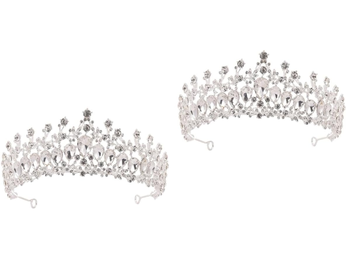 Coroa De Casamento Deslumbrante De Strass Em 2 Peças Para Mulheres, Acessório De Cabeça Elegante.