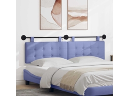 Vidaxl Cabeceira Suspensa Com Luz Led Azul Jeans Tecido