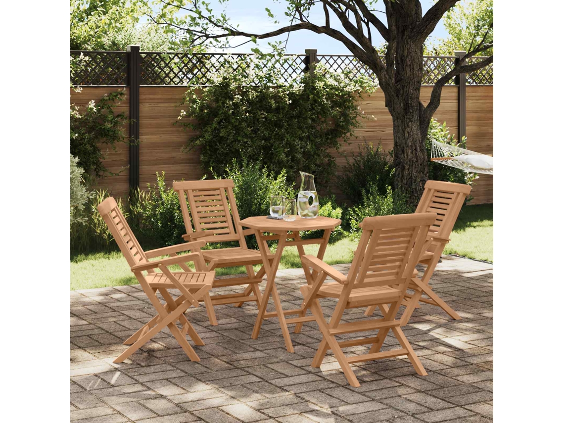 Vidaxl Conjunto De Jardim 3 Unid. Castanho Madeira De Teca Maciça
