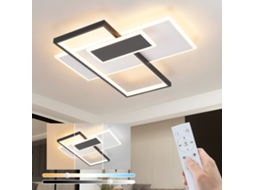 Luminária De Teto Nettlife LED 62W Preta Acrílica Com 2 Refletores E Controle Remoto Regulável Para Sala De Estar