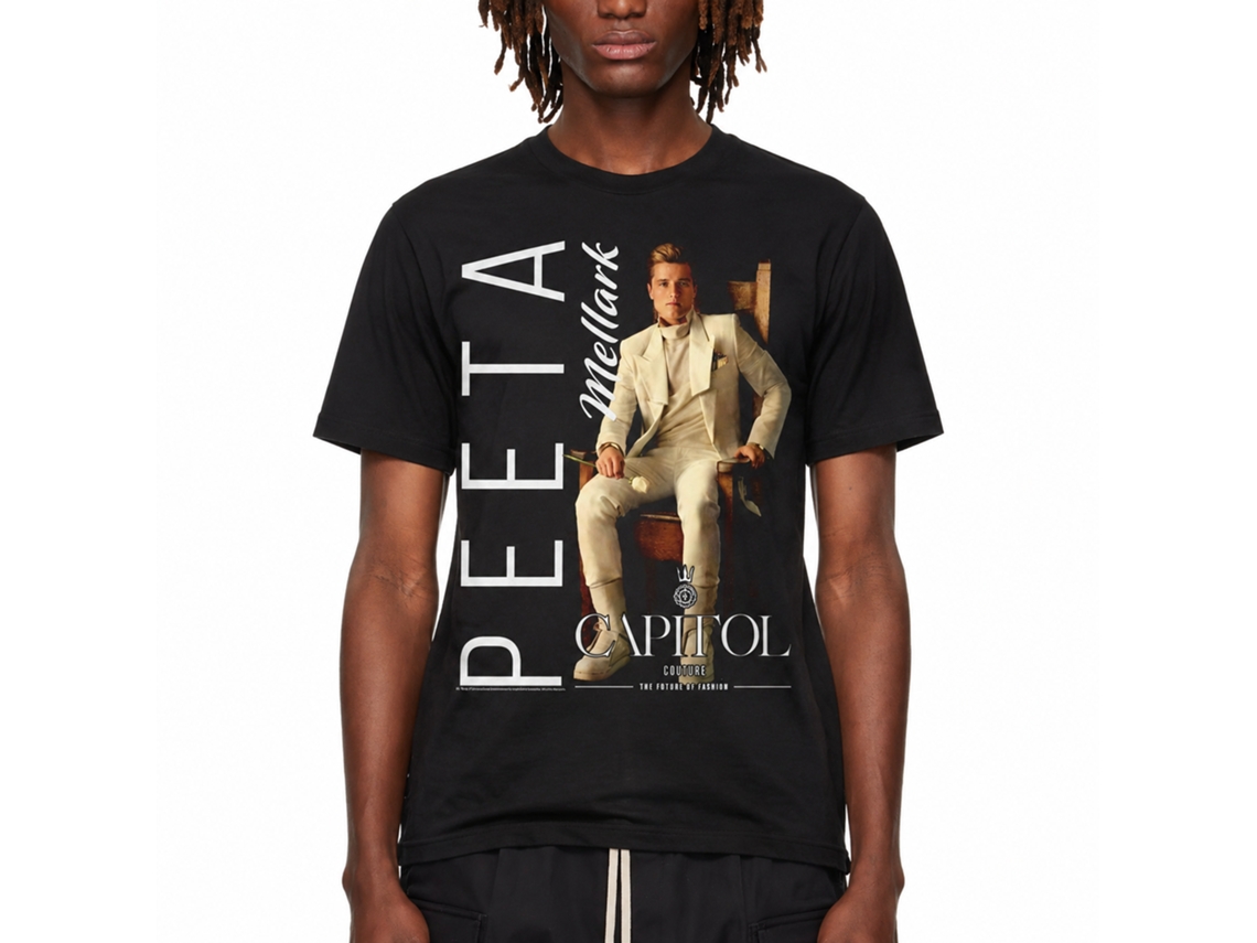 Rockinstone Hunger Games Movie Capitol Couture Peeta Black Adult T-shirt Size:xxl