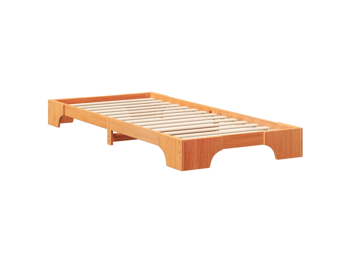 Conjunto 1 Estrutura Da Cama Vidaxl Castanho Madeira De Pinho Maciça (80 X 220 Cm)