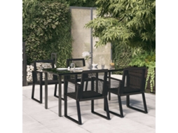 Vidaxl Conjunto De Jantar Para Jardim 5 Pcs Vime Pvc Preto