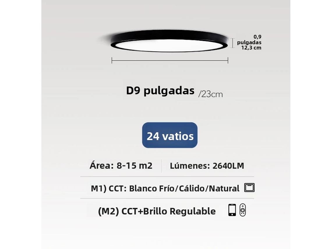 Luminária De Teto Led Inteligente (preta, 9 Polegadas, 24 Watts) Que Pode Ser Controlada Remotamente Por Meio De Um Aplicativo.