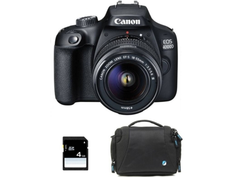 Kit Máquina Fotográfica Reflex CANON EOS 4000D + 18-55 III + Bolsa + SD 4Go
