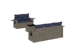 Conjunto de Sofá de Jardim, 6 Peças, Almofadas, Rattan Cinza MAISON EXCLUSIVE