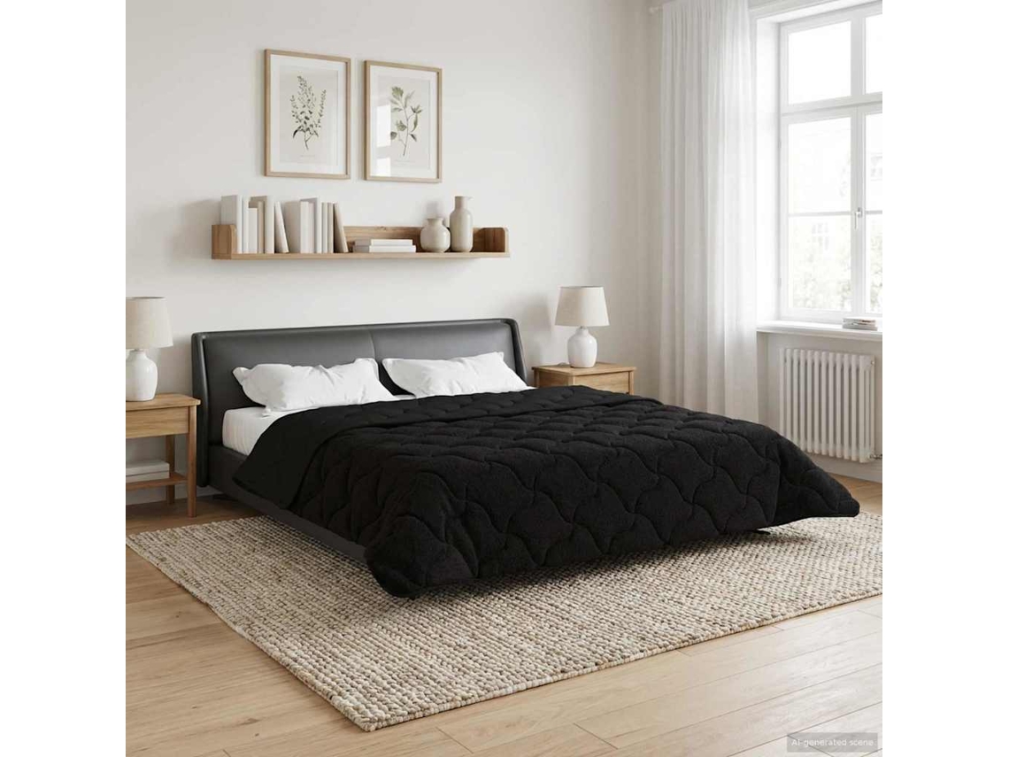 Vidaxl Edredom De Inverno 200 X 220 Cm Inverno Preto Respirável