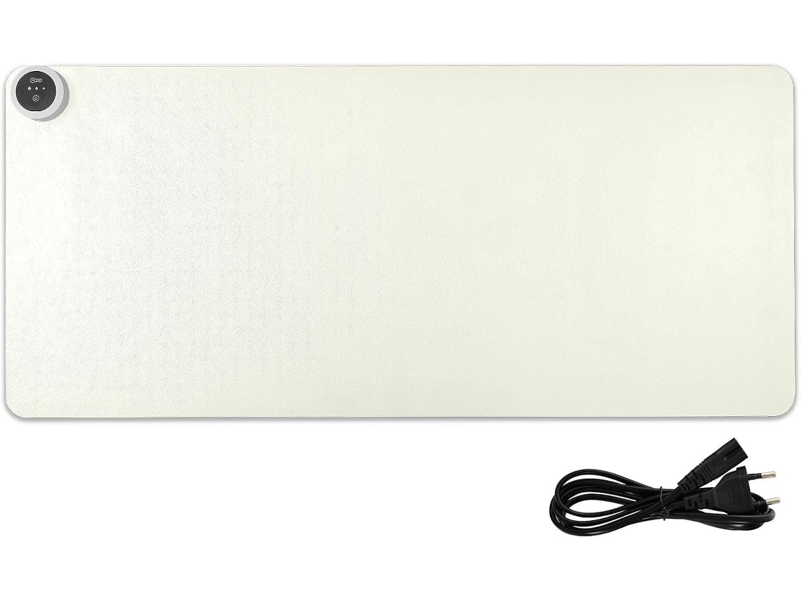 Mousepad Aquecido em Couro Branco Leitoso, 80 X 33 Cm, para Teclado, Escritório, Jogos e Escrita. Cm