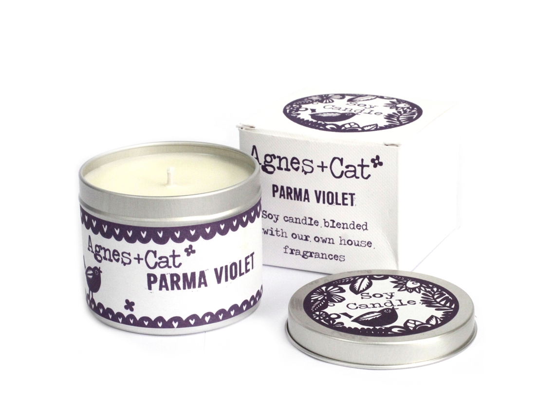 Vela em Lata Violeta de Parma 7.5X6 Cm