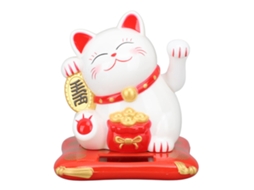 Laxiscreed Gato Da Sorte Solar Branco 3.5" Para Boa Sorte E Decoração