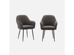 Poltronas Em Veludo Canelado Com Pés Em Metal, Set De 2, Cinza Escuro