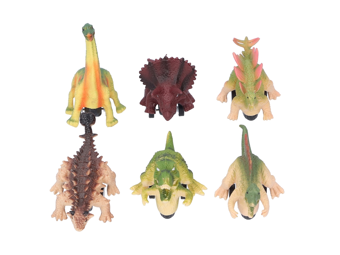 Primerox 6pcs Carrinho de Dinossauro com Roda de Recuo Brinquedo Veículo para Crianças Presente