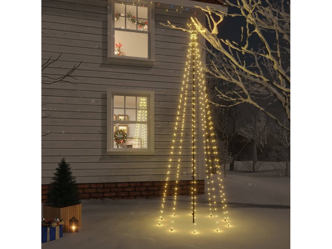 Vidaxl Árvore De Natal Com Espigão 310 Luzes Led 300 Cm Branco Quente