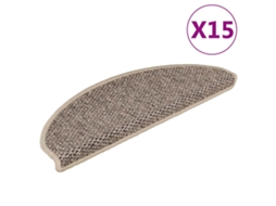 Vidaxl Tapetes Escada Adesivos Aspeto Sisal 15pcs 65x21x4 Bege-escuro