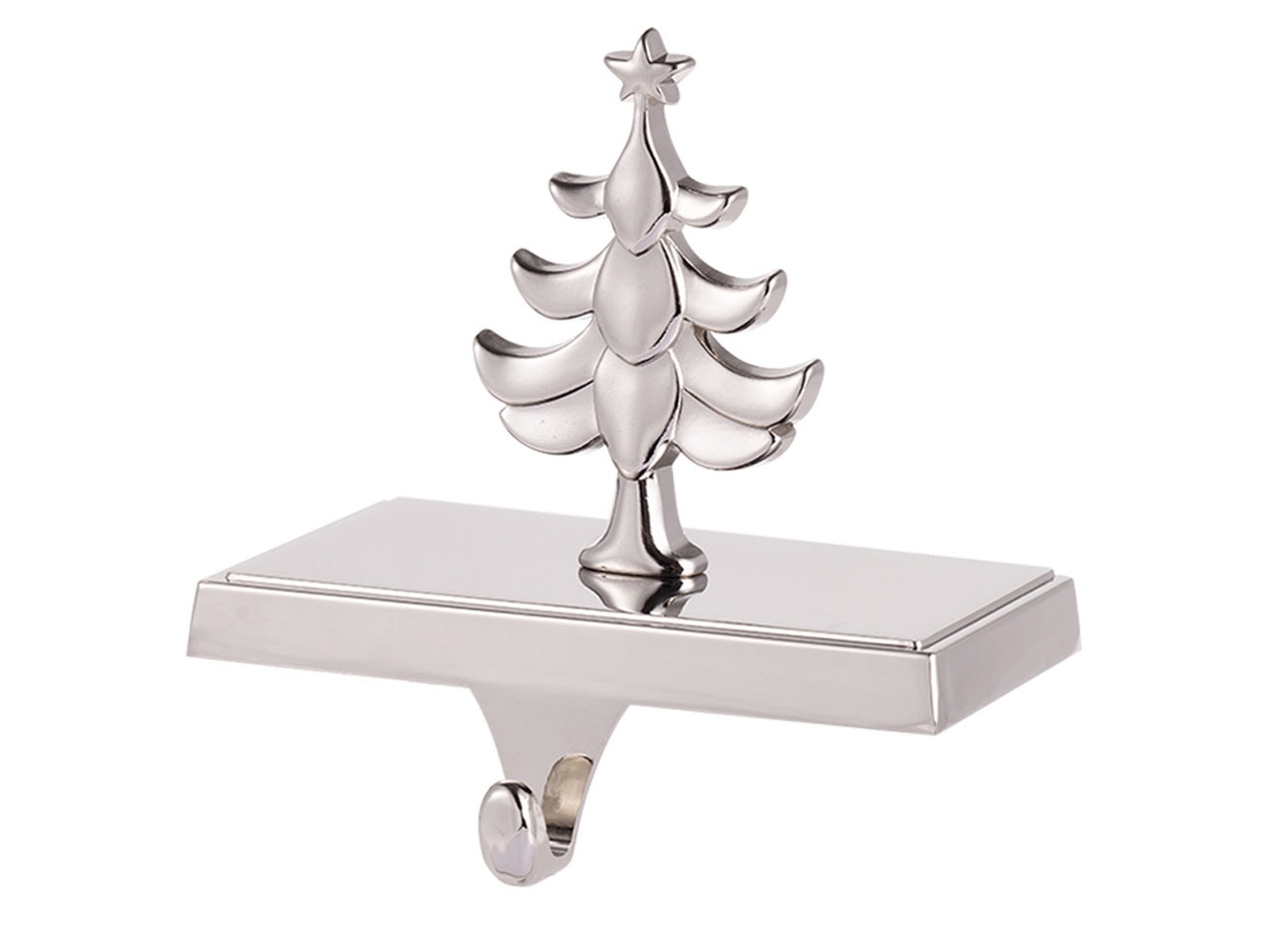 Suporte para Meia de Natal em Metal Prateado, Gancho Árvore Acessório de Lareira, Antiderrapante, Ergonômico, Uso Diário STELASPLEN