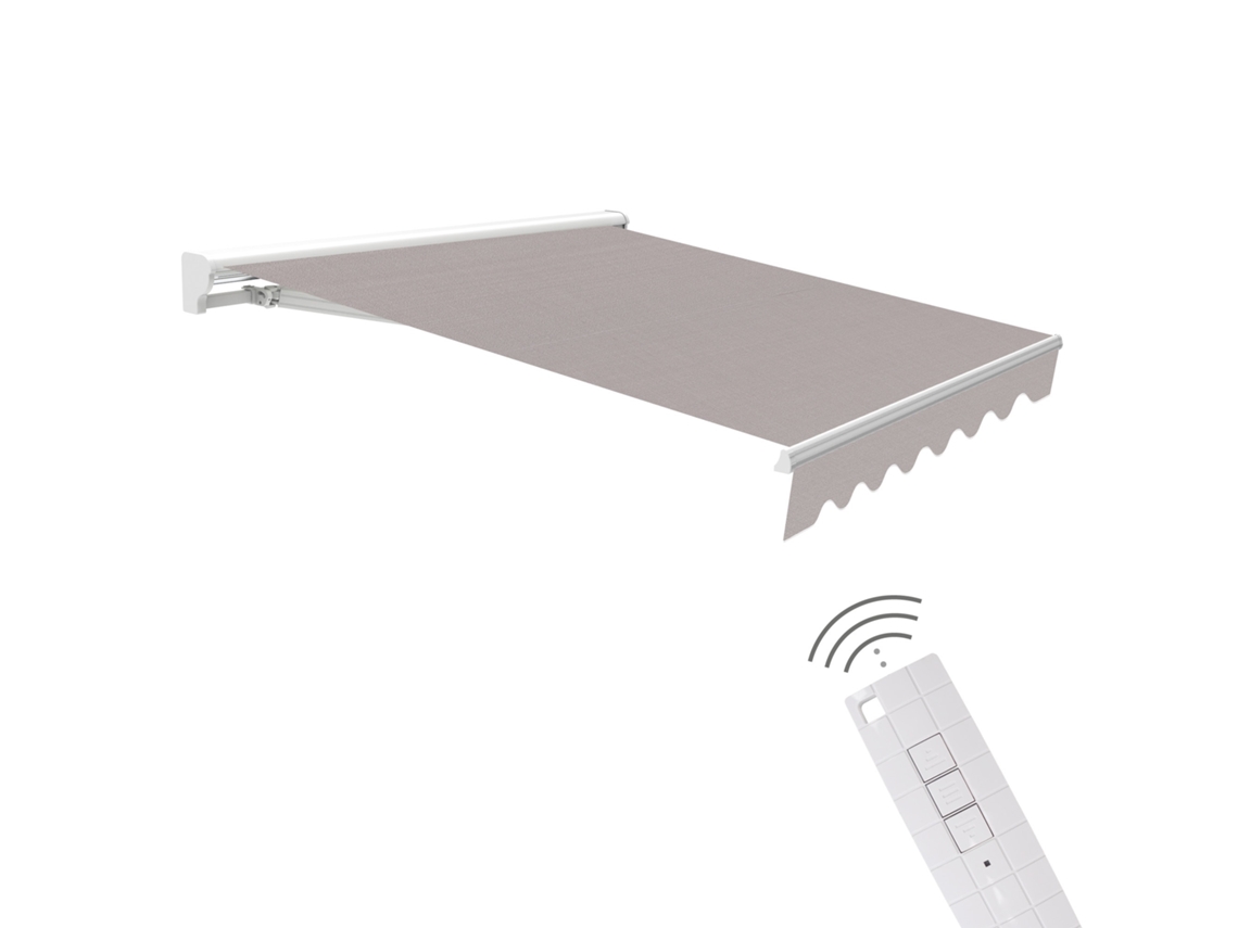 Toldo Motorizado Exterior 3x2,5 Cinza Controle Remoto Semicofre Lona De Proteção Solar Wasabi