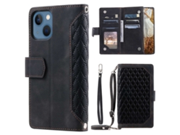 Capa Para Iphone 14 Pele Sintética Anti-choque Com Porta-cartões Preto
