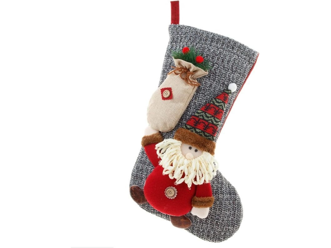 Media Calcetin De Navidad Grande Con Diseño De Papá Noel, Reno Y Muñecos De Nieve Para Colgar Y Decoración