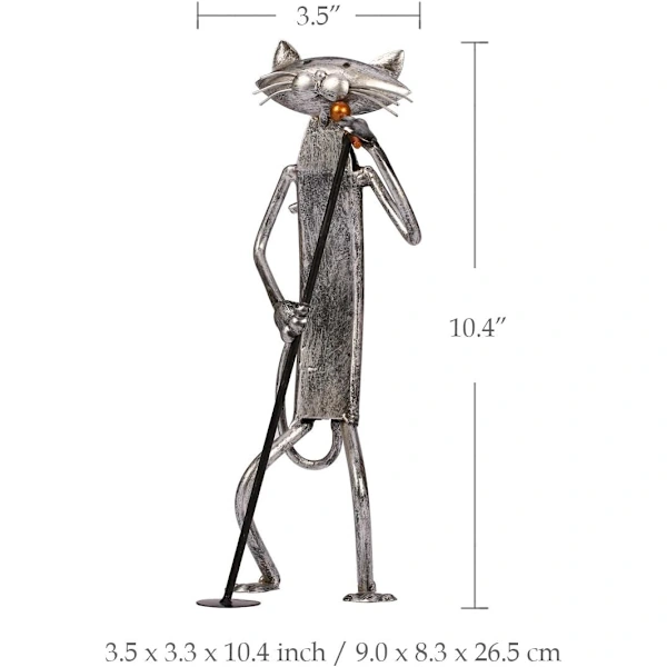 /ea/ Escultura de Metal Gato com Figura Guitarra, Presente Ideal para o Dia de Ação Graças BRILVIBERA