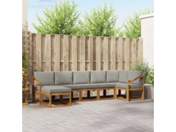 Vidaxl Conjunto De Sofás Para Exterior 7 Unid. Cinza Natural E Claro