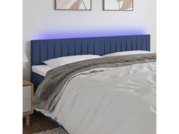 Vidaxl Cabeceira De Cama C/ Luzes Led Tecido 160x5x78/88 Cm Azul