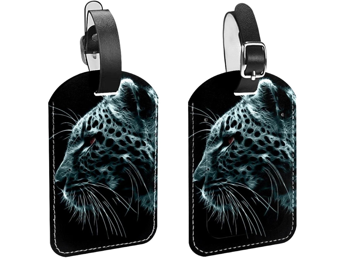 Conjunto De 2 Etiquetas Bagagem Em Imitação Couro Com Estampa Leopardo