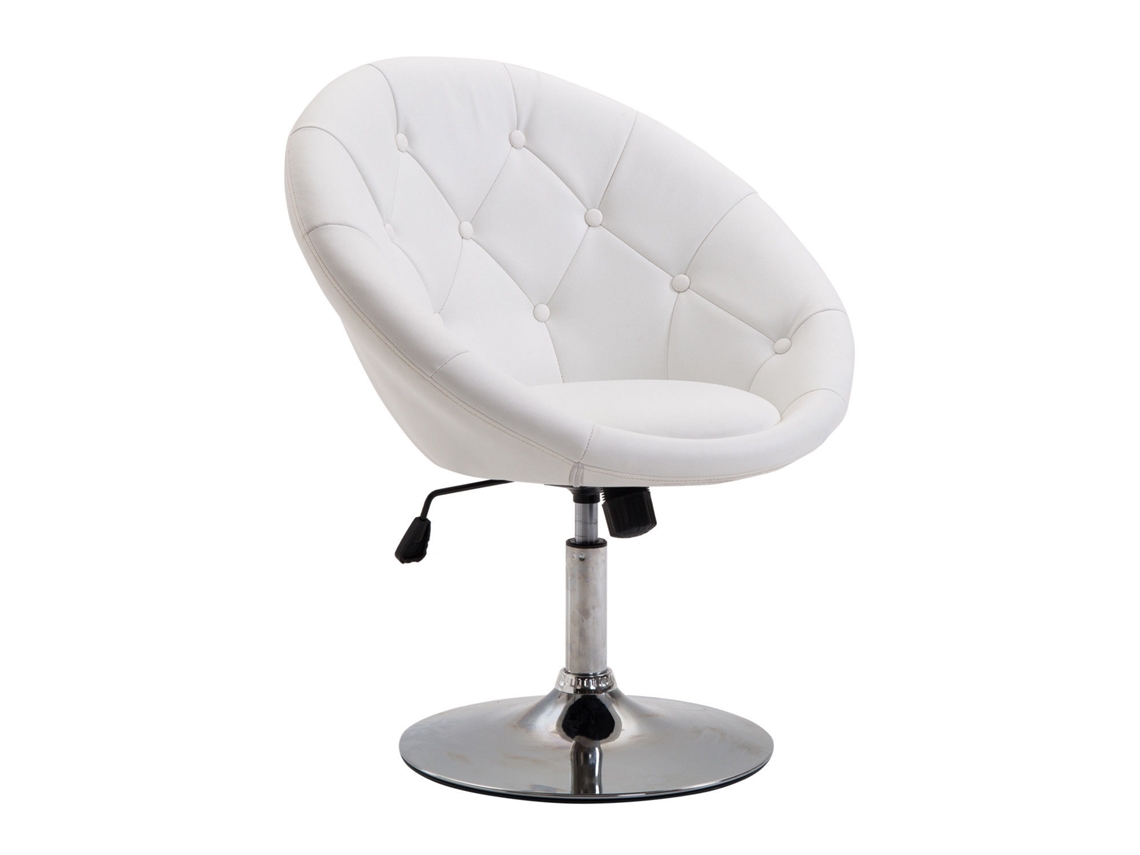 Poltrona Lounge Em Pele Com Base Aço, Branco