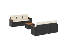 Conjunto de 7 Sofás para Jardim com Almofadões Vime Pe Preto MAISON EXCLUSIVE (7 pcs)