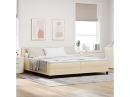 Vidaxl Cama Box Com Almofada Com Fitas Led Creme 200 X 200 Cm Tecido