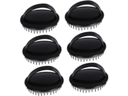 Conjunto De 6 Escovas Massagem Fomiyes, Escova De Lavar Cabelo Flexível E Confortável Para Todos Os Tipos, Preta