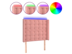 Cabeceira de cama MAISON EXCLUSIVE em veludo rosa com luzes LED (103x16x118 cm)