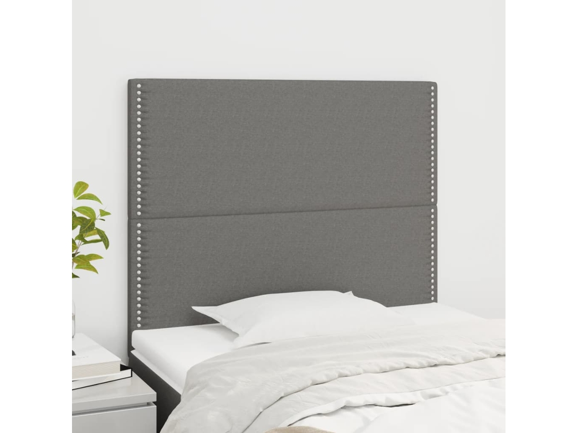 Vidaxl Cabeceira Cinza Escuro 100x5x118/128 Cm Tecido