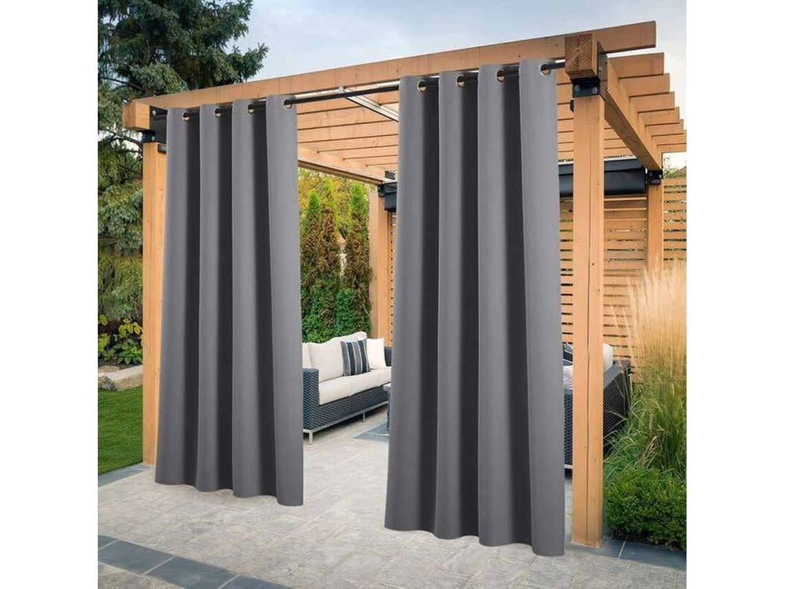 Cortina De Pérgola - Conjunto De 2 Cortinas Externas Isoladas, Blackout, À Prova Dágua, Para Jardim, Com Ilhós, L 132 X A 213 Cm, Cinza