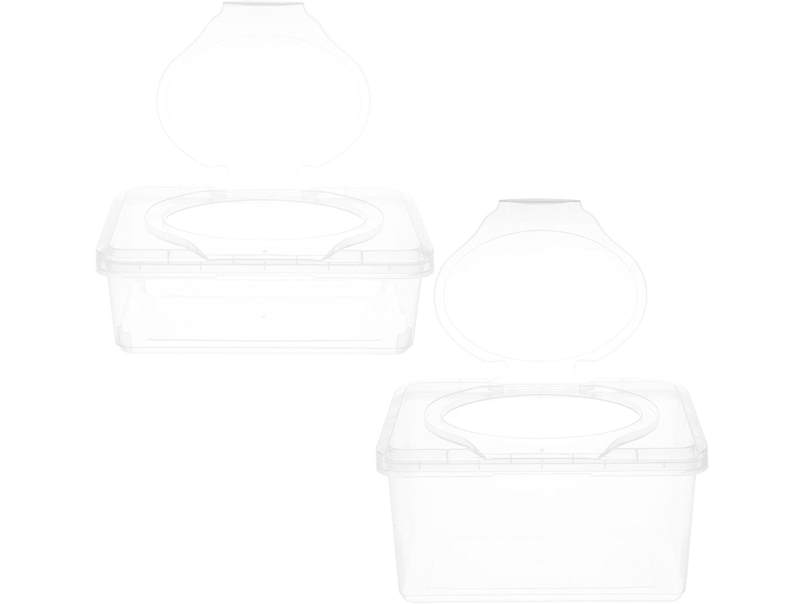 Dispensador de Lenços Umedecidos Transparente com Dobradiça, em Duas Peças, CHABERLU