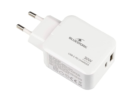 Carregador de Parede BLUESTORK PW-NB-30-C-A (Branco - USB-C - Tomada EU)