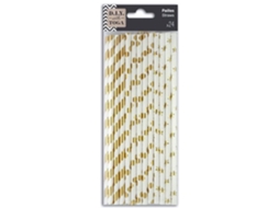 24 Canudos de Papel Dourado e Branco TOGA